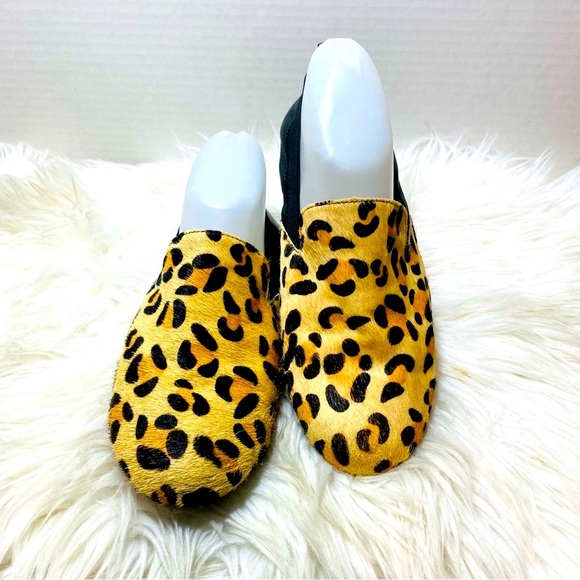 Yosi Samra Women's Brown Black Leopard Print Flat Loafers Slip-On Shoes Sz-10 - Picture 1 of 6